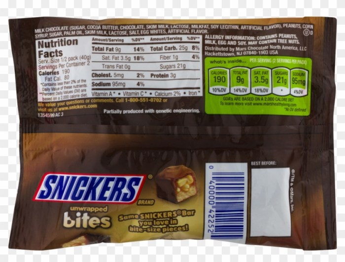 Miniature snickers nutrition facts