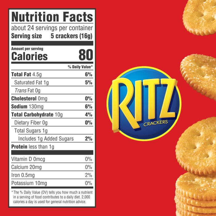 Ritz crackers nutrition facts label