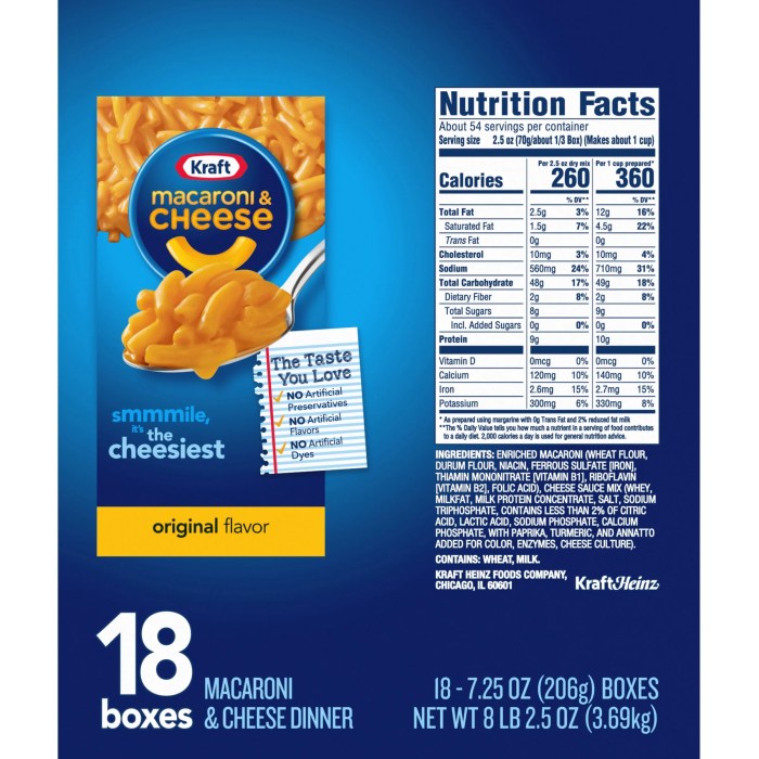 Macaroni and cheese nutrition facts